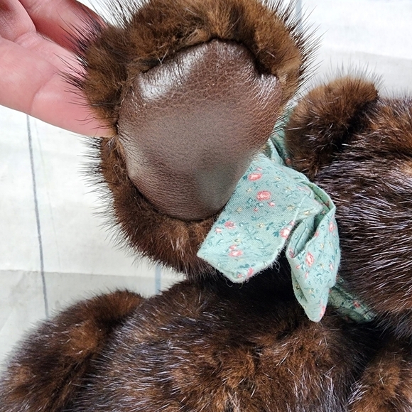Vintage Handcrafted Genuine  Mink Fur Teddy Bear Jointed 19" Tall - Picture 15 of 16